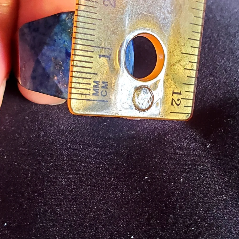 Hand Carved Multifaceted Lapis Lazuli Stainless steel ring 40ctw - Picture 7 of 9